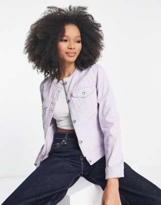 Levi's collarless denim trucker jacket in lilac-Purple