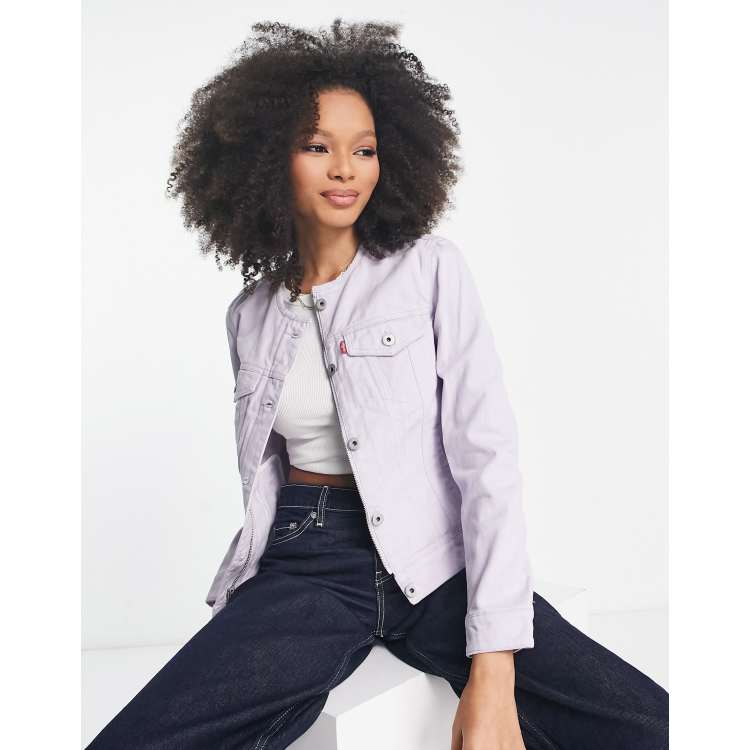 Levi's collarless denim jacket hotsell