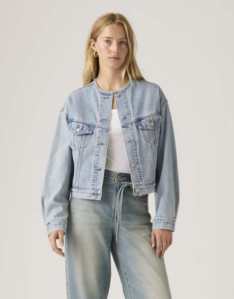 Levi's Collarless shrunken '90s trucker jacket in blue - view 1