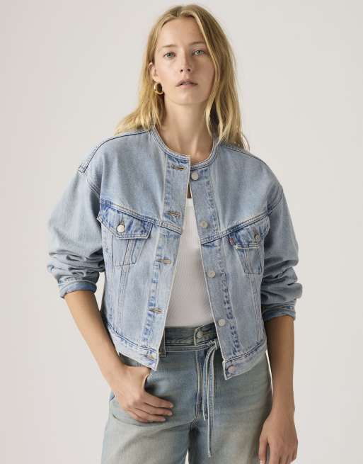Levi's Collarless shrunken '90s trucker jacket in blue, 4 of 4