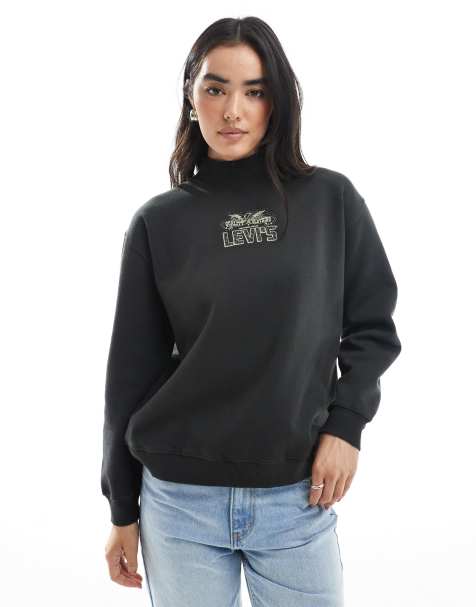 Levi's Collins mockneck sweatshirt with embellished logo in black - view 1