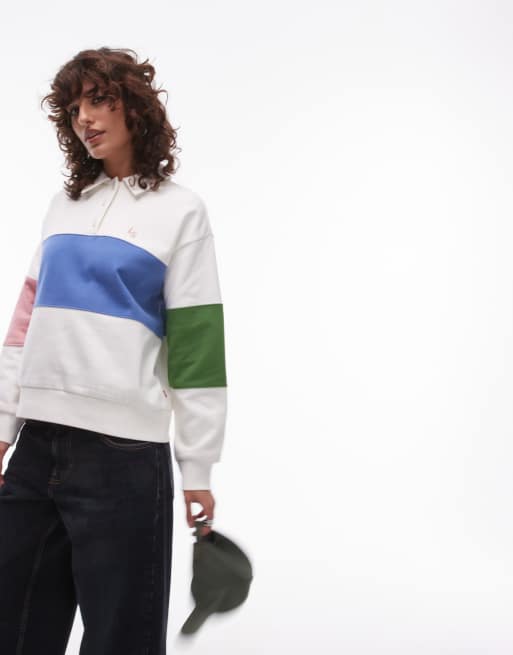 Levi's color block logo rugby sweat in white
