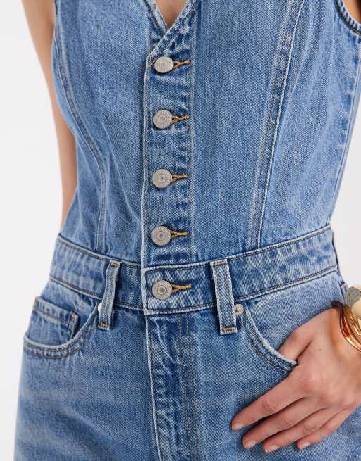 Levi's - Combinaison ample sans manches en jean - Bleu moyen, 4 de 4