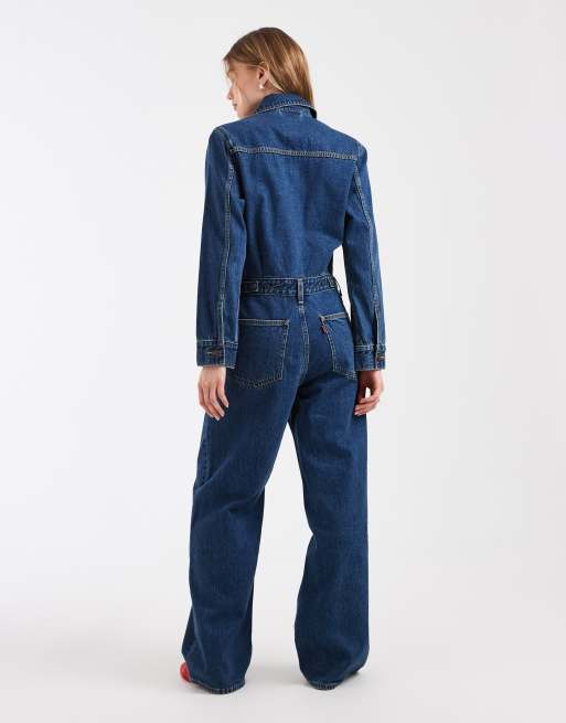 Levi's combinaison en jean à manches longues délavage moyen, 3 de 4