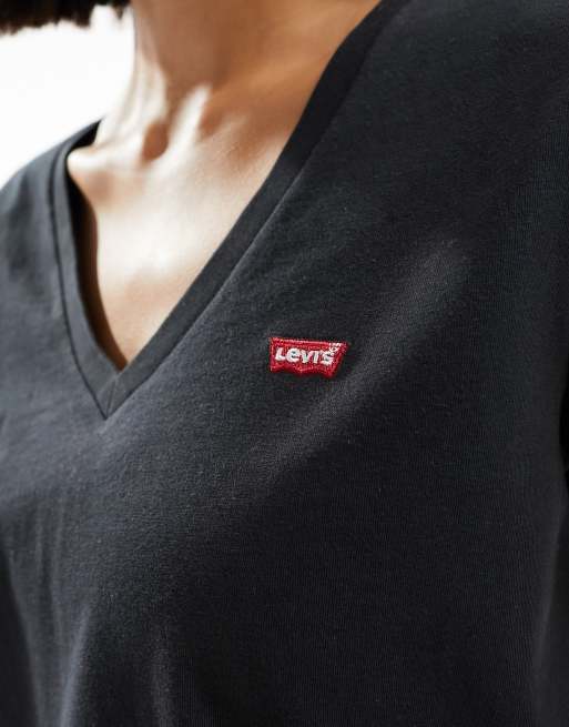 Levi's - Confezione da 2 t-shirt bianca e nera con scollo a V e logo piccolo, 2 di 4