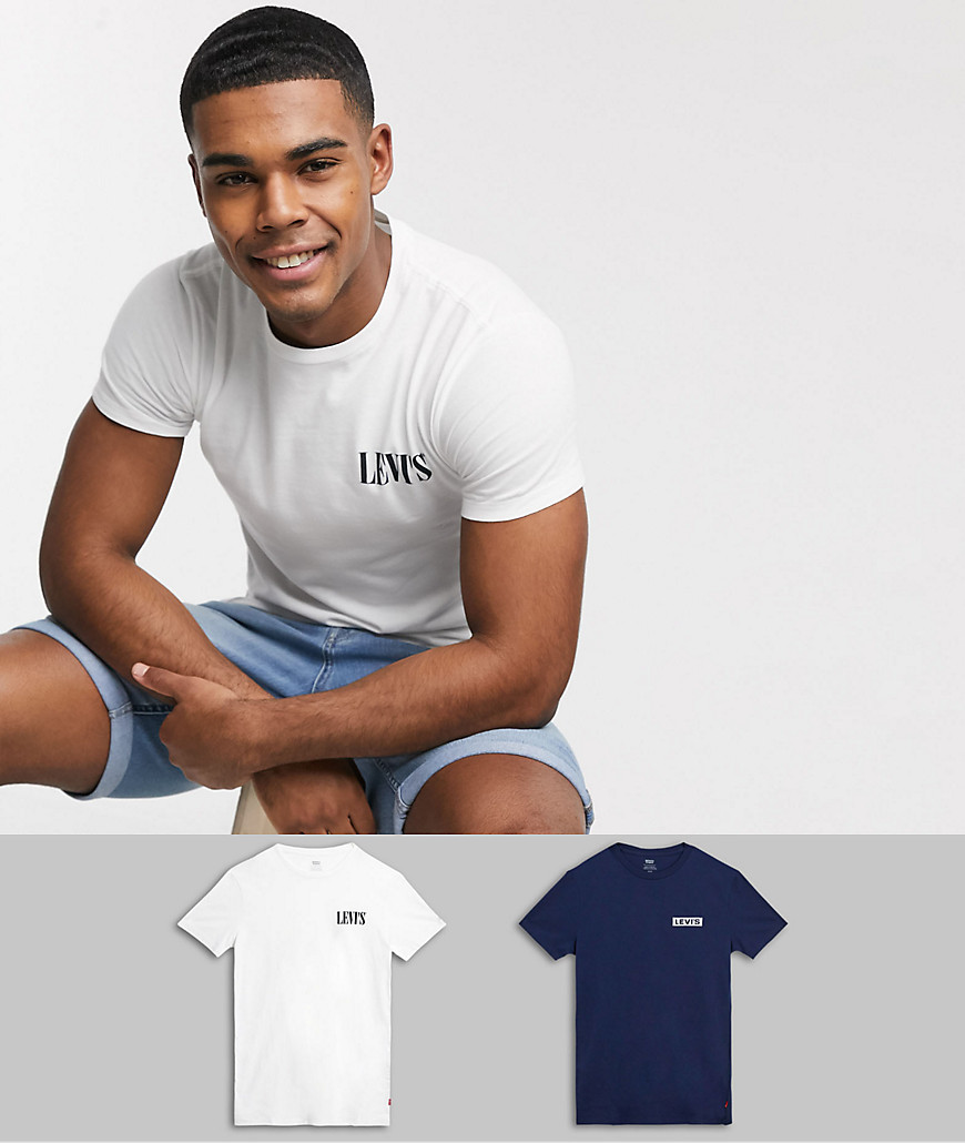 Levi's - Confezione da 2 T-shirt con logo bianco/blu elegante-Multicolore