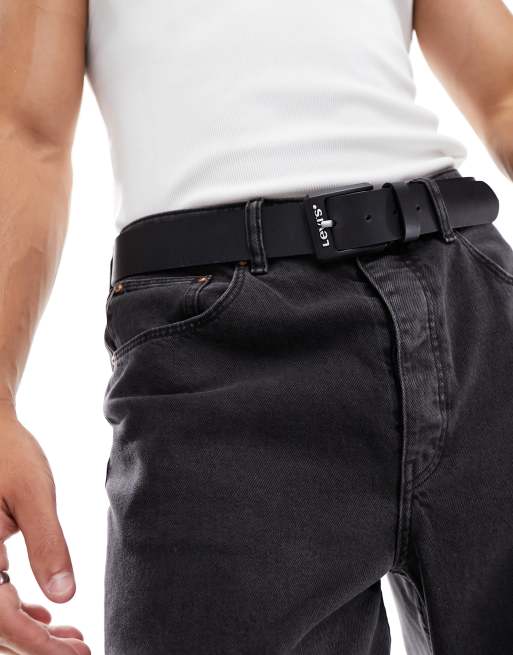Levi's - Contrast - Leren riem in zwart