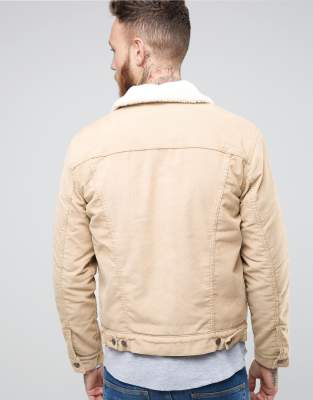 levi's cord borg trucker jacket in beige