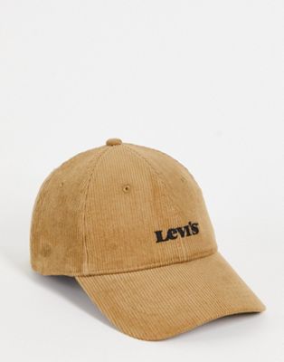 Levi's cord cap with text modern vintage logo in tan