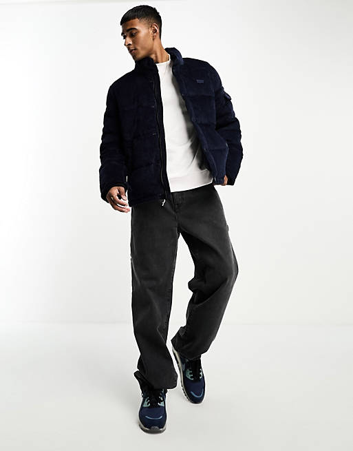 Levi's cord puffer jacket in navy | ASOS