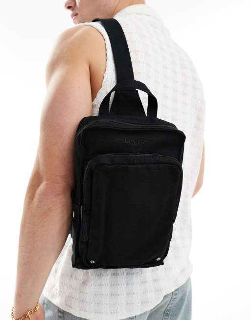 Levi's – Cord-Rucksack in Schwarz mit einem Riemen