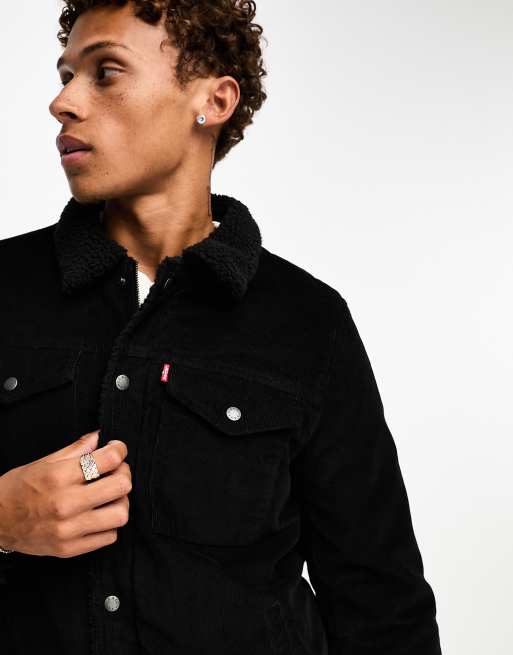 Black corduroy sherpa outlet jacket