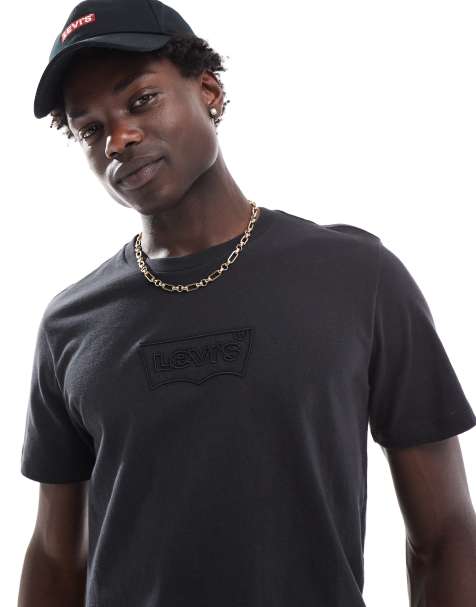 Levi's corded batwing logo t-shirt in black - view 1
