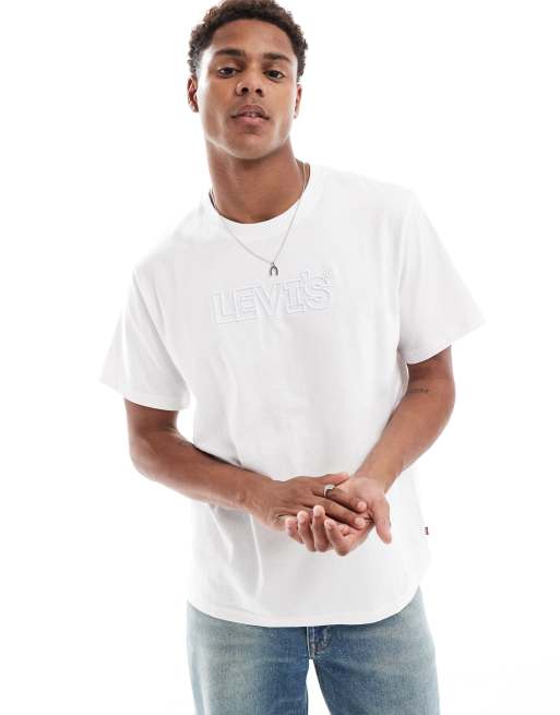 Levi s corded headline logo relaxed fit t shirt in white ASOS