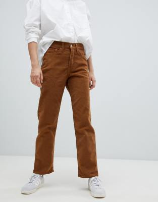 Levi's - Corduroy broek met rechte pijpen en hoge taille in tabaksbruin |  ASOS