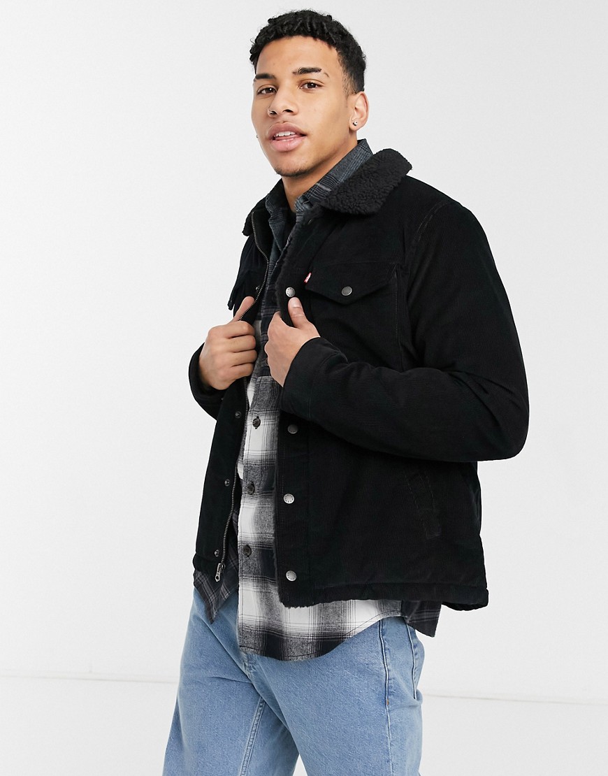 Levi's corduroy military jacket sherpa lining & collar in black
