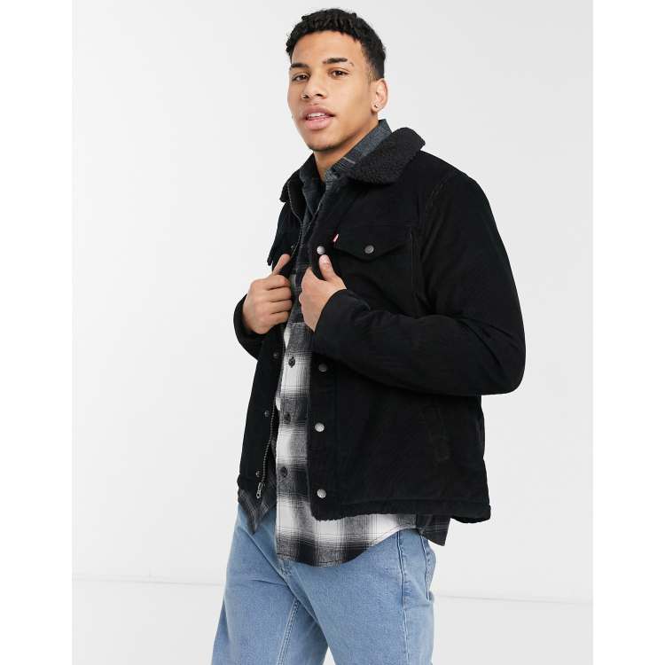 Black corduroy jacket sherpa sale