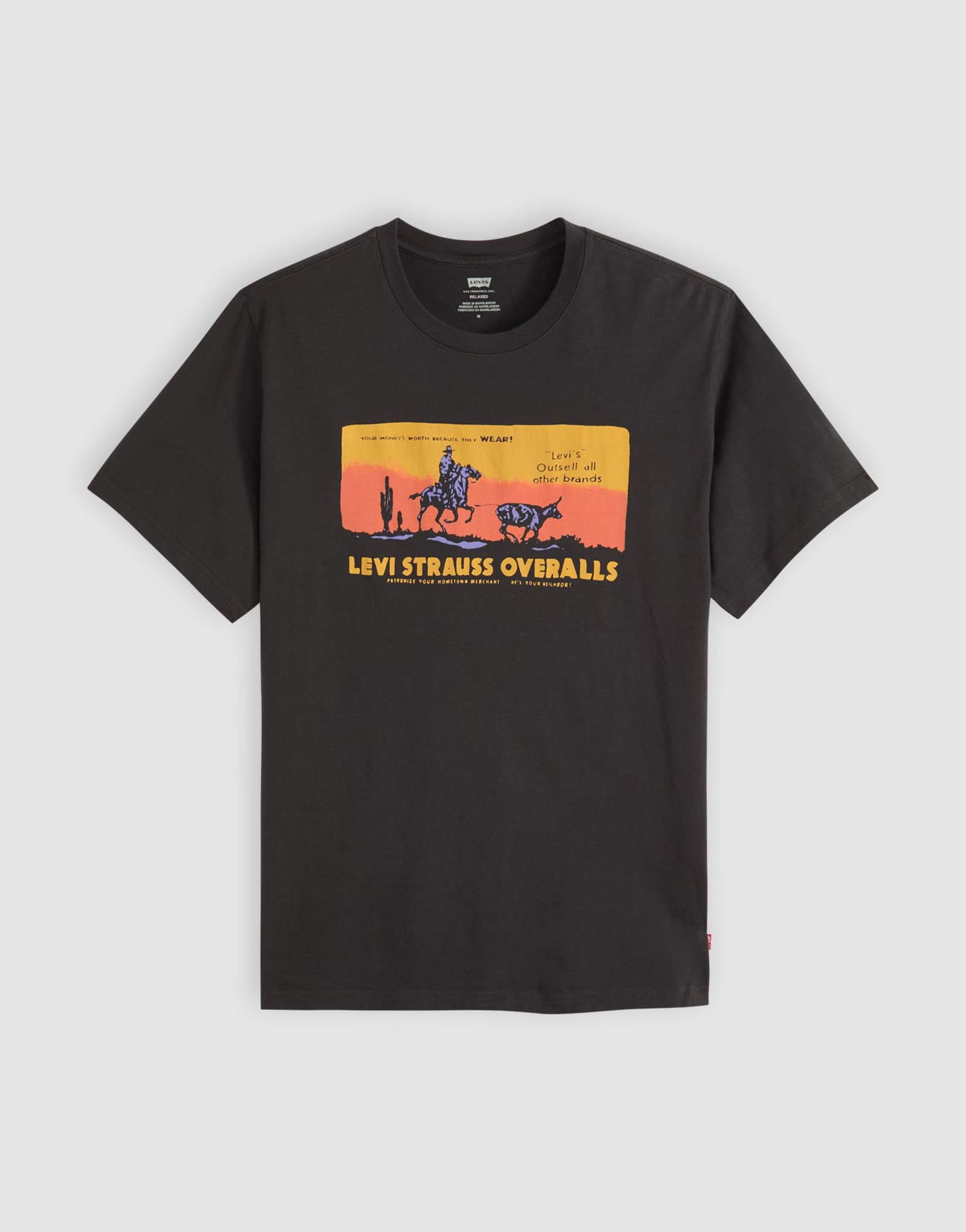 Футболка свободного кроя с принтом Levi's cowboy horizon черного цвета