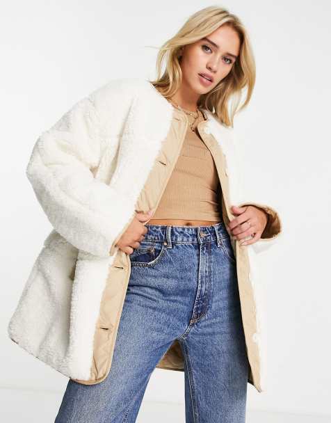 Levi's - Cremefarvet vendbar jakke i imiteret lammeskind - view 1