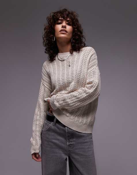 Levi's crochet knit sweater in cream - view 1