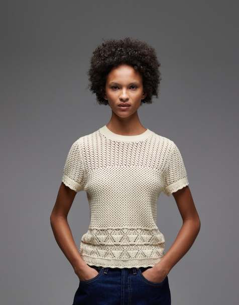 Levi's crochet knitted top in ecru - view 1