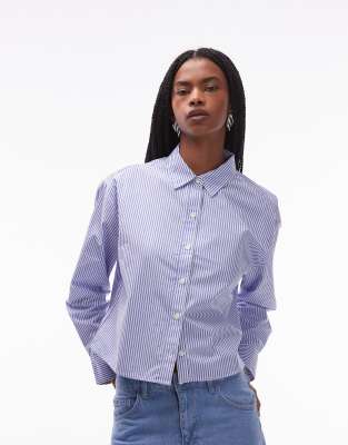 Levi's - Cropped-Hemd in Blau gestreift mit All-over-Verzierung