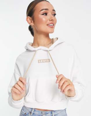 Levi's cropped hoodie in white  - ASOS Price Checker