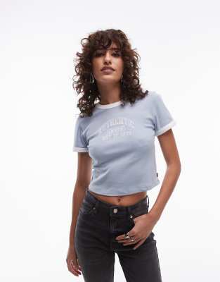 Levi's Cropped Ringer T-shirt With Logo In Blue-white