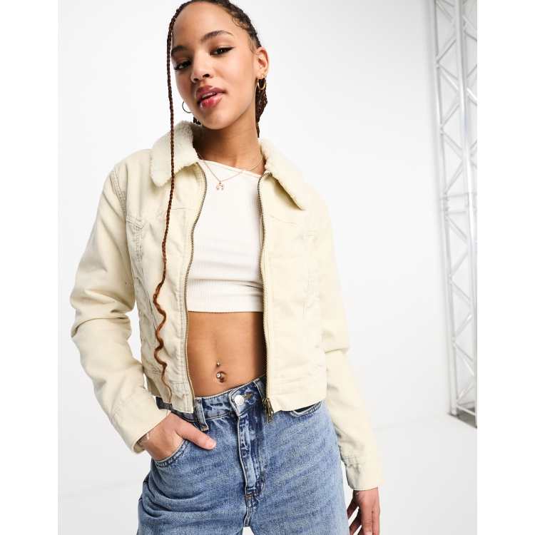 Cropped sherpa denim outlet jacket