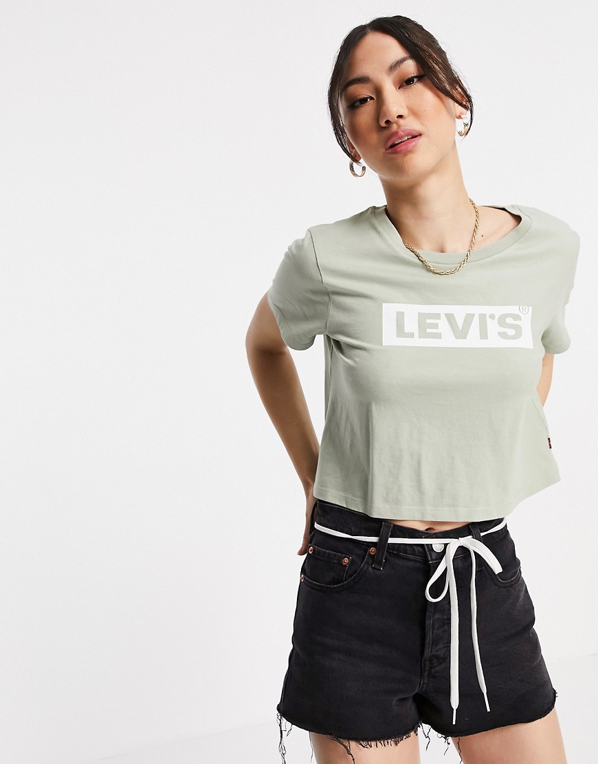 Levi's - Cropped t-shirt med logo i grøn