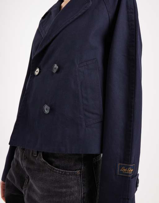 Levi's cropped trench in navy, 3 of 4