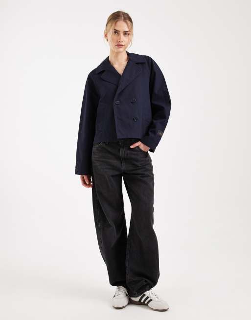 Levi's cropped trench in navy, 4 of 4