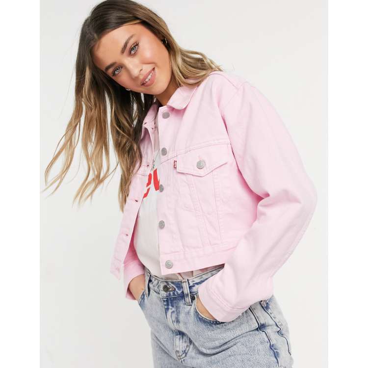 Levi s cropped trucker jacket in light pink ASOS