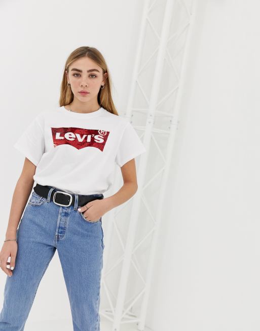 Levi s cropped varsity batwing t shirt ASOS