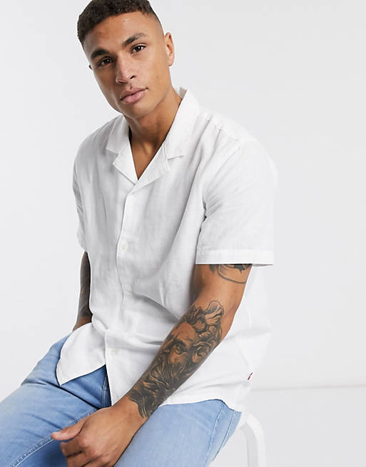 Levi's Cubano revere collar short sleeve shirt in white | ASOS
