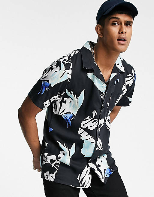 Levi's cubano shirt collage floral print shirt in black | ASOS