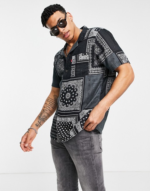 Levi's cubano short sleeve multibandana print shirt in beautiful black