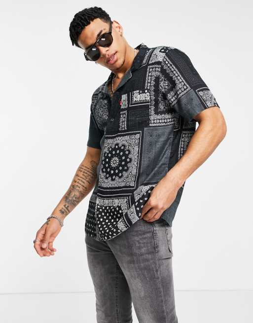 Levi's cubano short sleeve multibandana print shirt in beautiful black |  ASOS