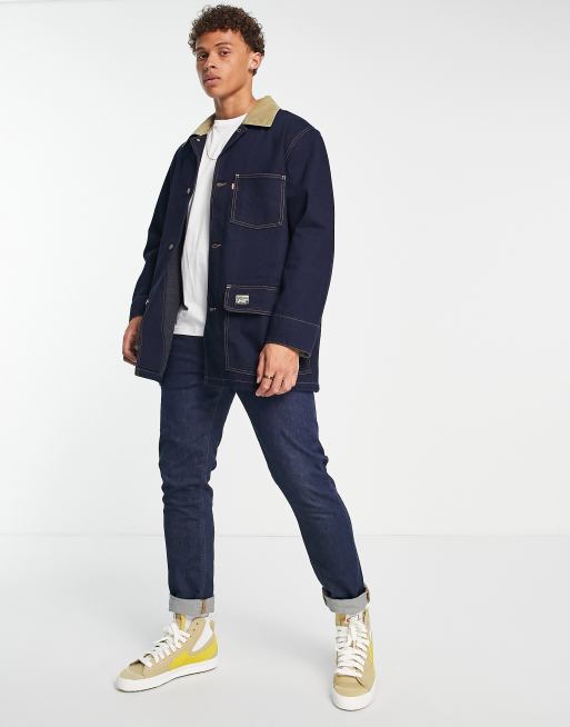 Levi s Cypress chore denim jacket in navy with cord collar