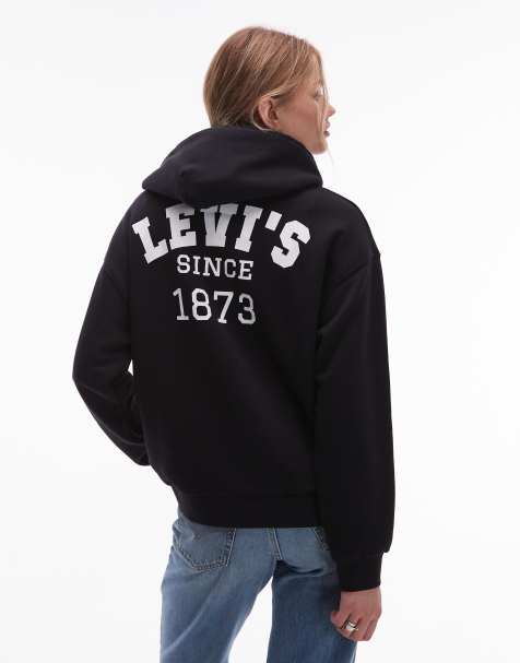 Levi's – Czarna bluza z kapturem z logo w uczelnianym stylu na plecach - view 1