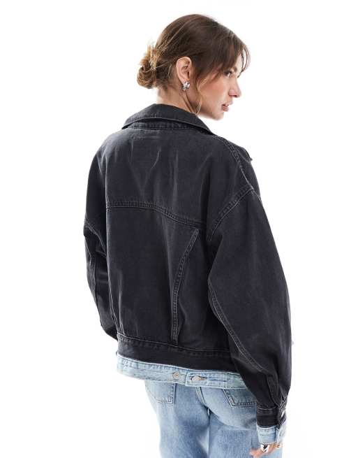 Levi's – Czarna warstwowa kurtka jeansowa trucker w stylu lat 90., 3 z 4