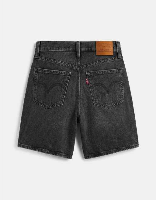 Levi's – Czarne luźne szorty jeansowe z wysokim stanem i efektem sprania, 7 z 7