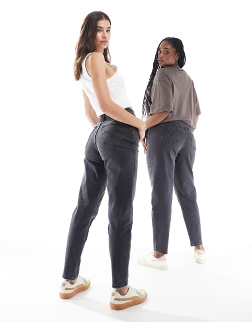 Levi's – Czarne mom jeans z wysokim stanem i efektem sprania, 2 z 6