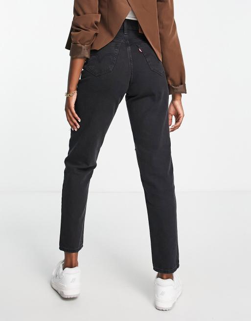 Levi's – Czarne mom jeans z wysokim stanem i przedarciami , 2 z 4
