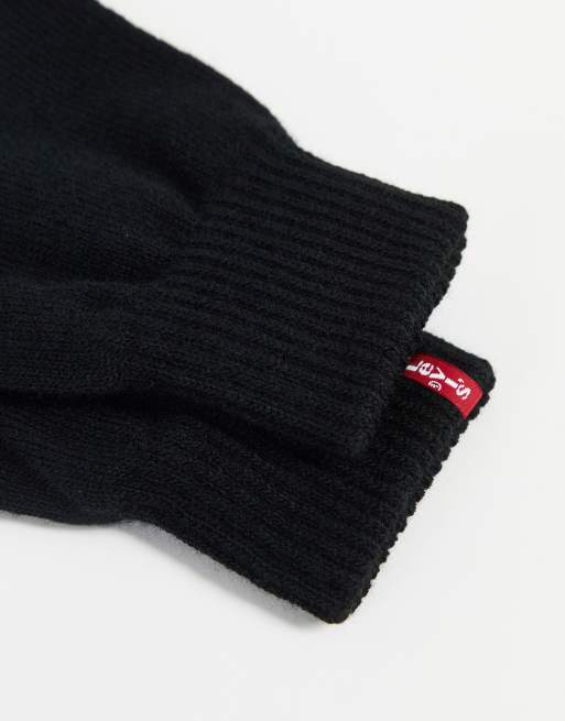 Levi's – Czarne rękawiczki z czerwoną naszywką dostosowane do ekranów dotykowych, 2 z 4
