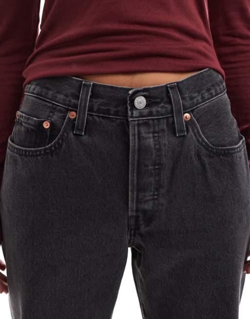 Levi's – Czarne sprane jeansy o prostym kroju 501 z krótszymi nogawkami , 5 z 5