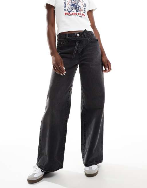 Levi's – Czarne sprane luźne jeansy o prostym kroju XL , 3 z 7