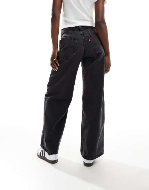 Levi's – Czarne sprane luźne jeansy o prostym kroju XL , 6 z 7