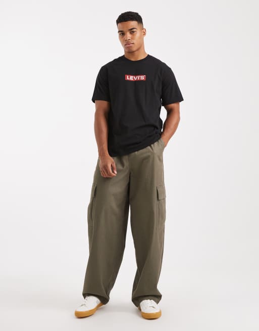Levi's – Czarny luźny T-shirt z logo w ramce, 2 z 5