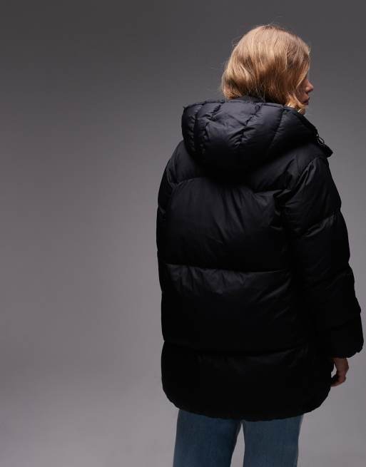 Levi's – Czarny ocieplany płaszcz midi w kowbojskim stylu, 3 z 4